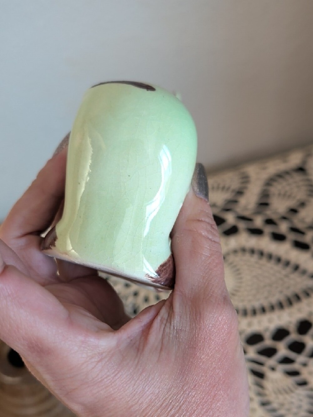 Vintage Ceramic Bunny Planter in Mint Green - Picture 7 of 7